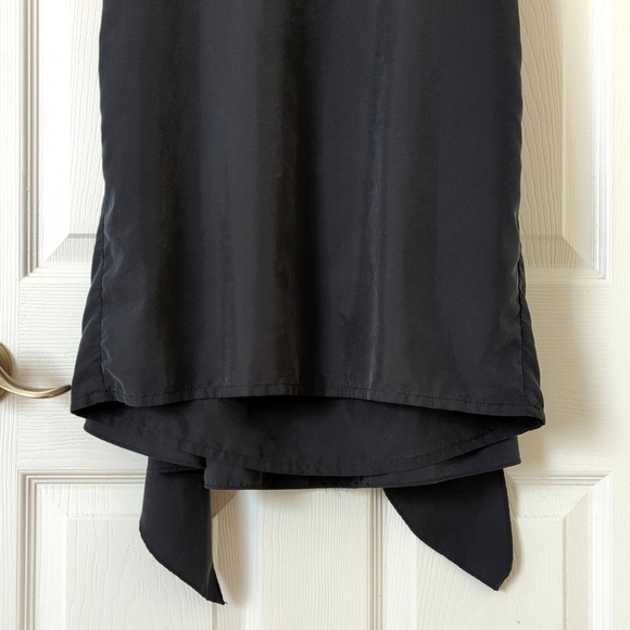 Drew Classic Silky Sleeveless Scoop Neck Tie Waist Shift Mini Dress Black Small - Picture 7 of 14